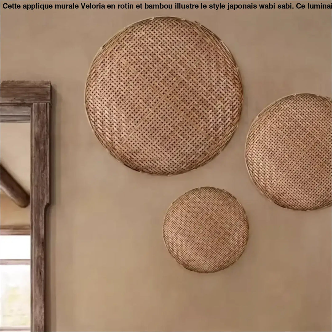 Applique murale en rotin et en bambou au style japonais wabi sabi

