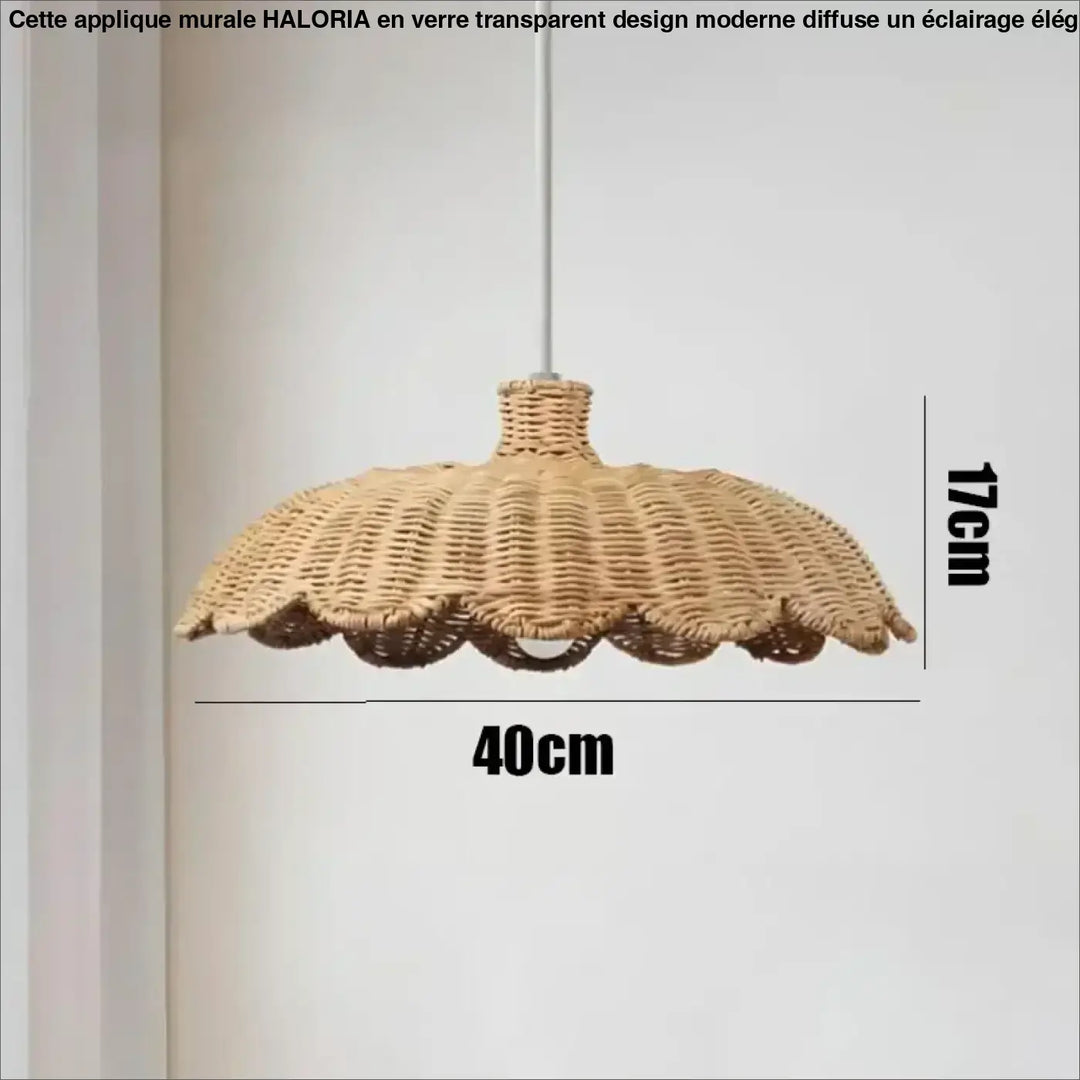 Suspension tressé en rotin style bohème beige chic