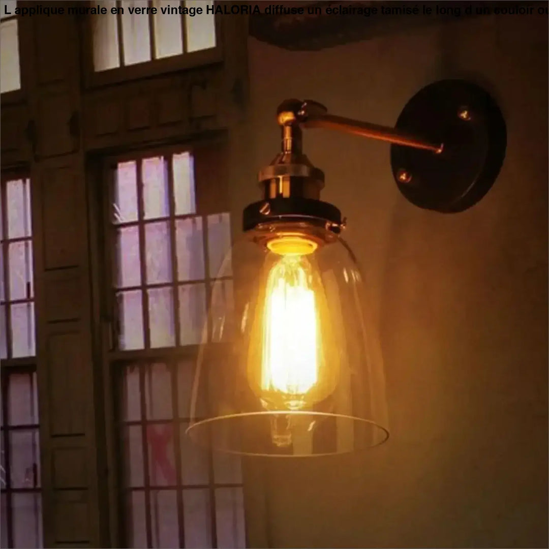 Applique murale en verre vintage avec globe en verre clair et ampoule edison, idéale pour long d un couloir