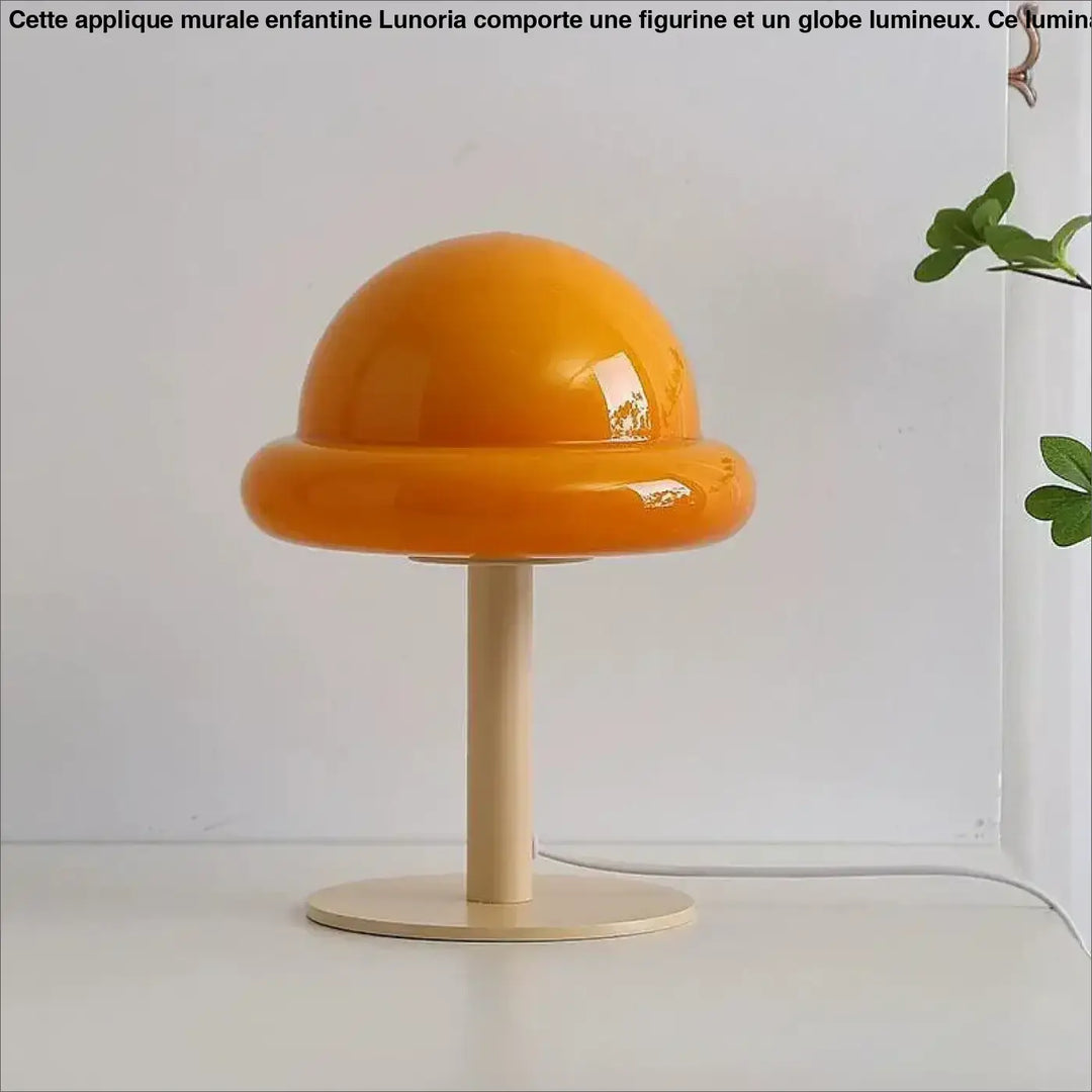 Lampe de table bombo lampe champignon orange vif avec dôme acrylique brillant sur support en bois piles sont-elles incluses