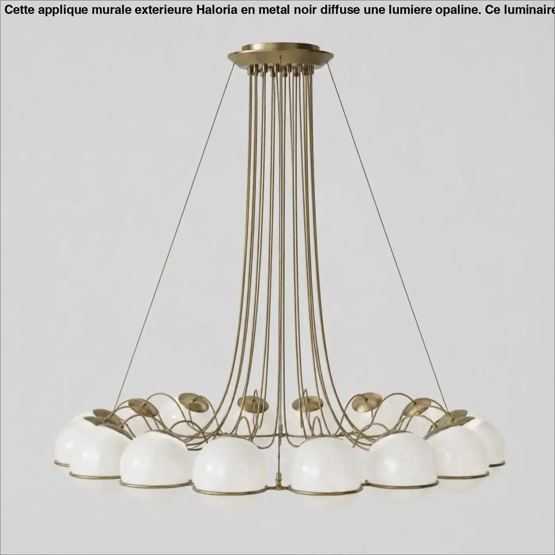 Suspension luminaire cloudis en laiton moderne avec globes en verre opalin blanc suspendus par tiges métalliques fines