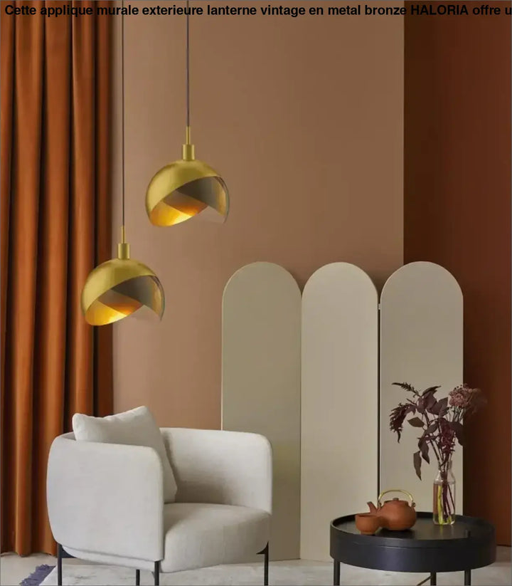 Suspension Design En Verre Fumé Et Doré Moderne