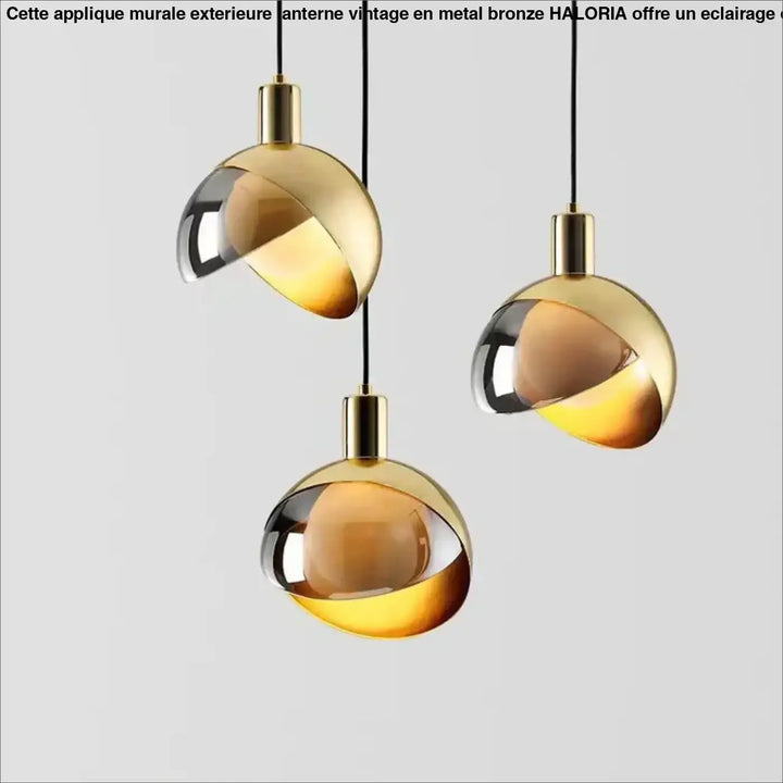 Suspension Design En Verre Fumé Et Doré Moderne