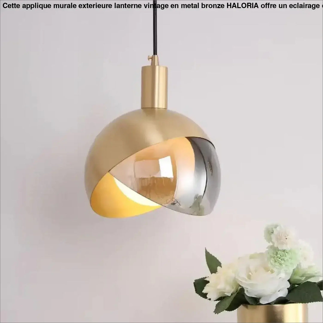 Suspension Design En Verre Fumé Et Doré Moderne