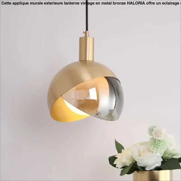 Suspension Design En Verre Fumé Et Doré Moderne