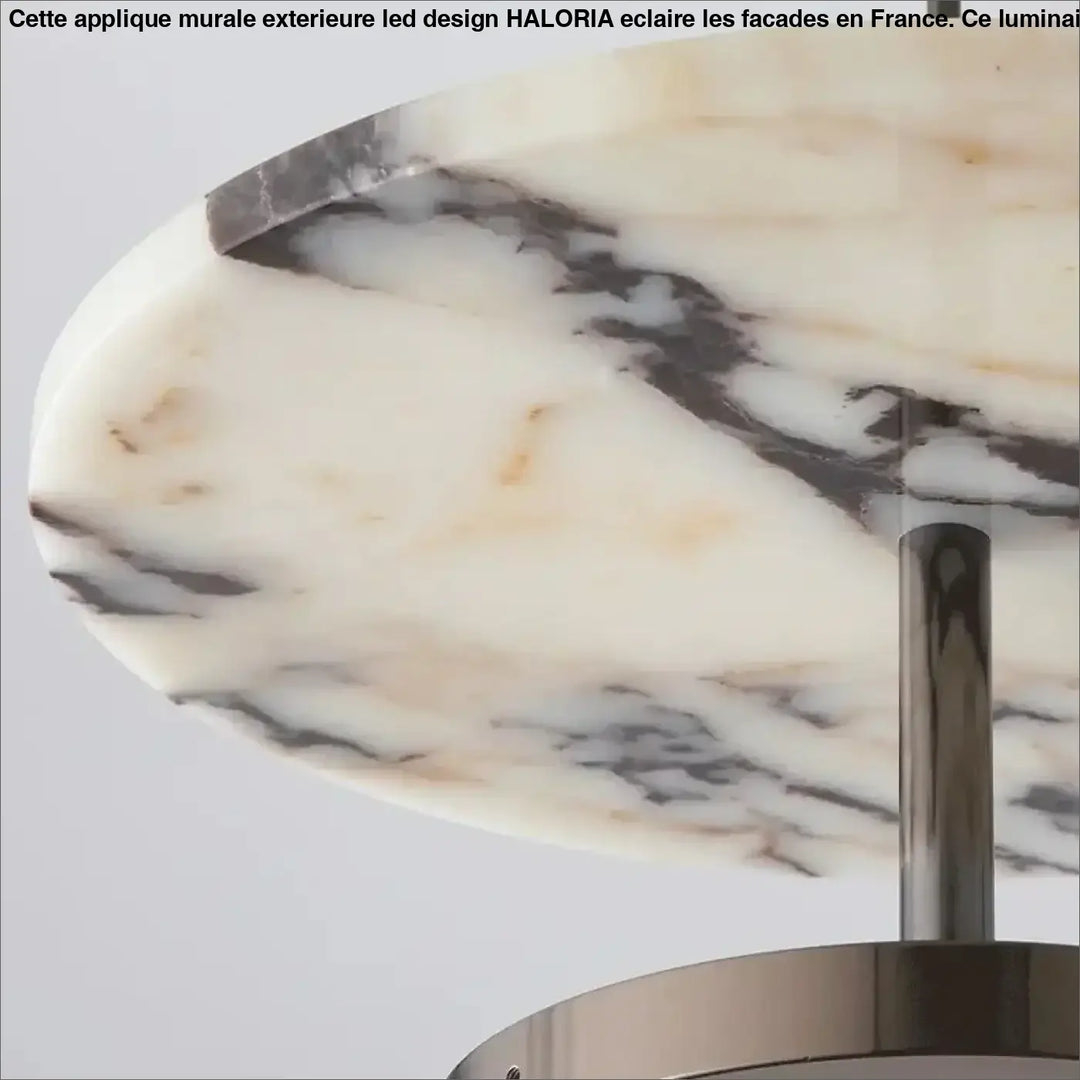 Suspension Design Marbre Moderne Avec Disque Veiné Et Anneau Led