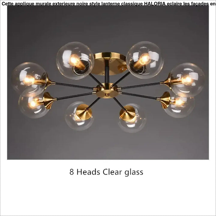 Plafonnier décoratif en verre style vintage doré élégant