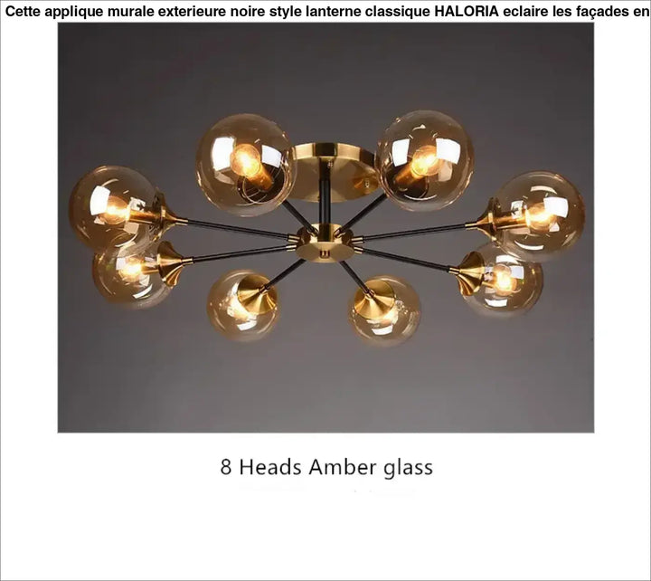 Plafonnier décoratif en verre style vintage doré élégant