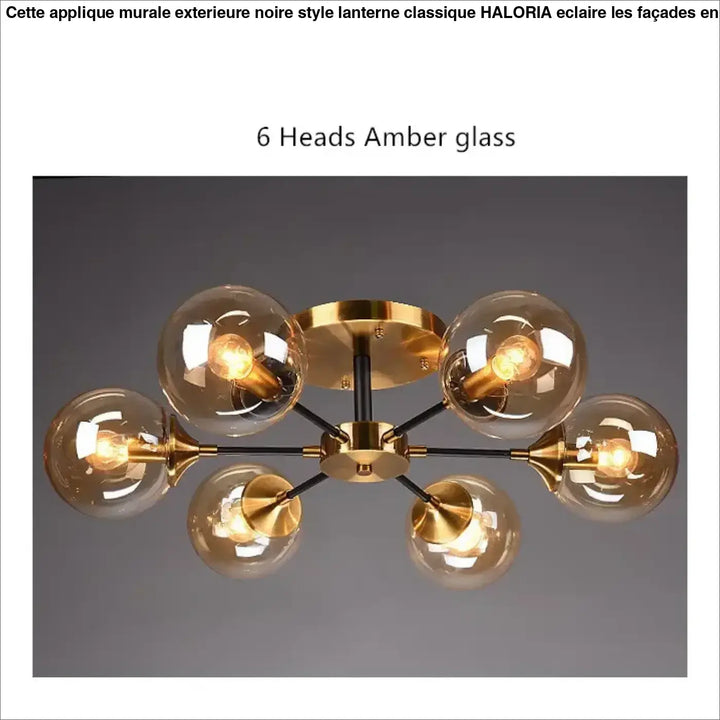 Plafonnier décoratif en verre style vintage doré élégant