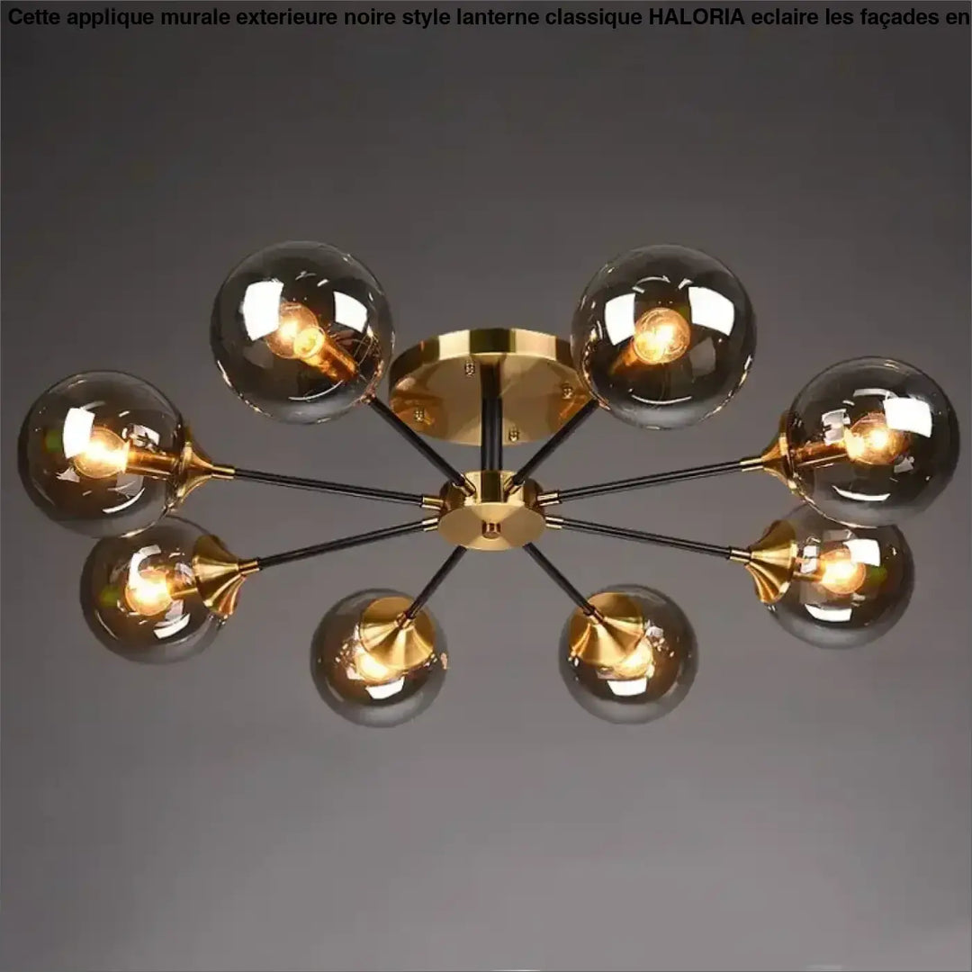 Plafonnier décoratif en verre style vintage doré élégant