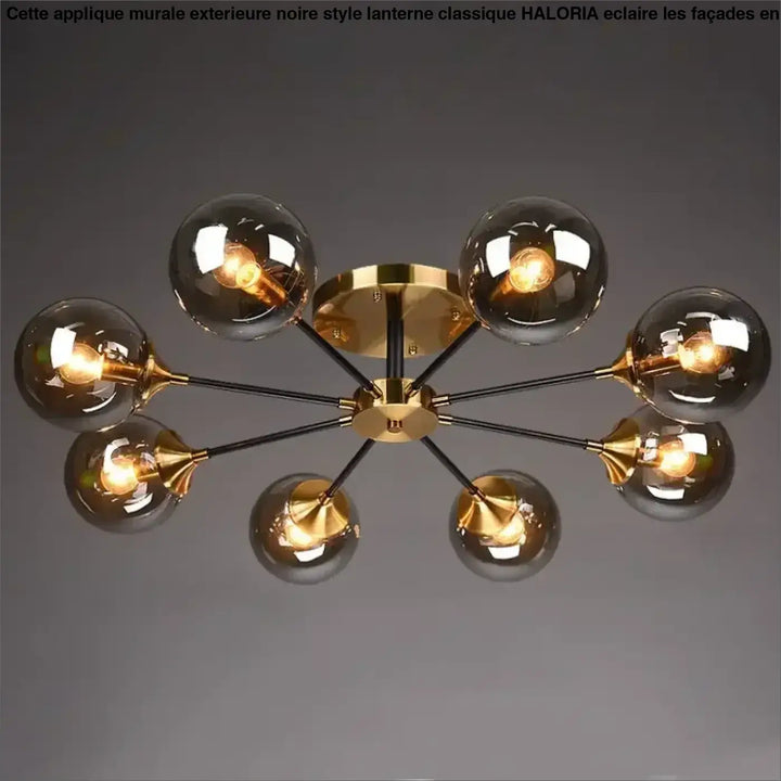 Plafonnier décoratif en verre style vintage doré élégant
