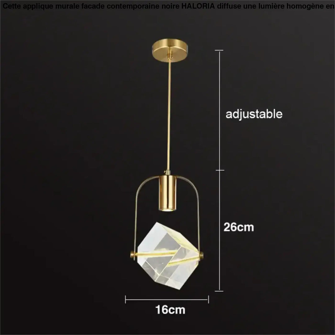 Suspension luminaire minimaliste doré orné de pierre raffiné