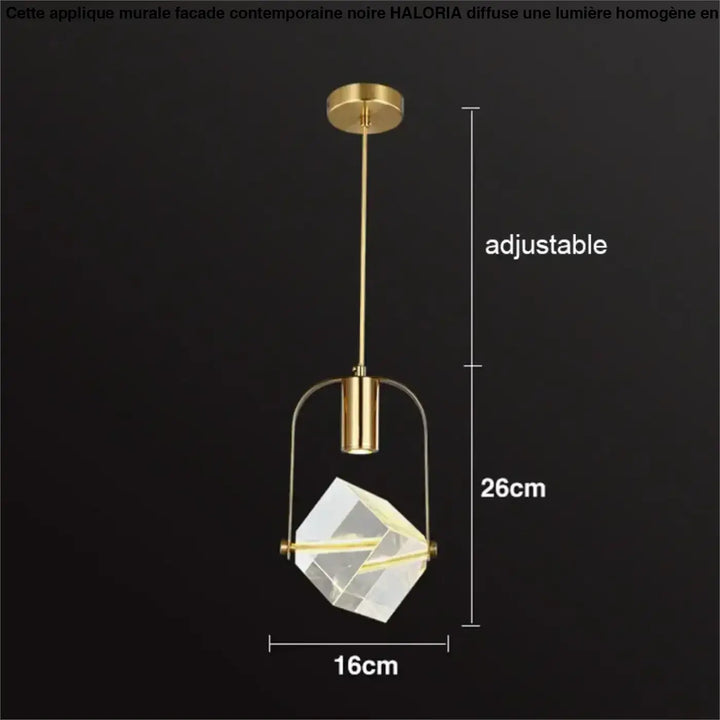 Suspension luminaire minimaliste doré orné de pierre raffiné