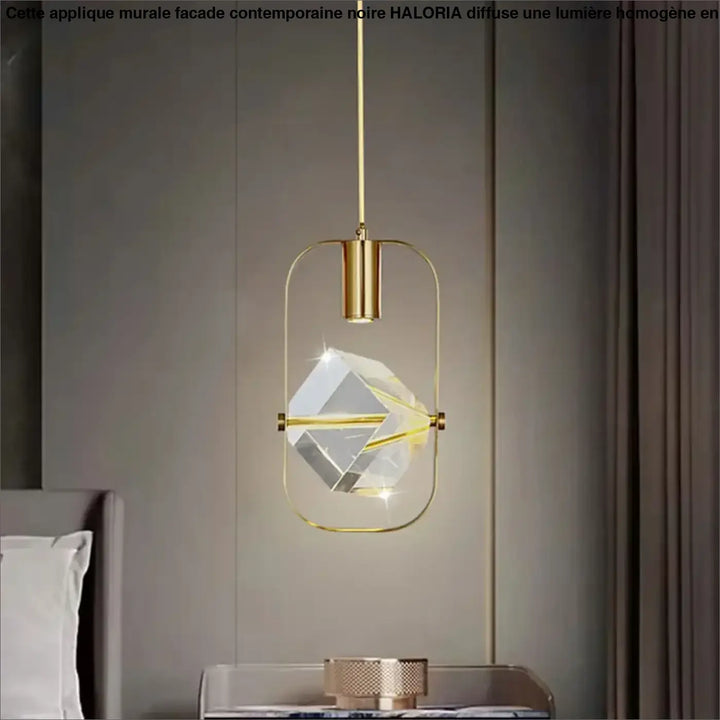 Suspension luminaire minimaliste doré orné de pierre raffiné