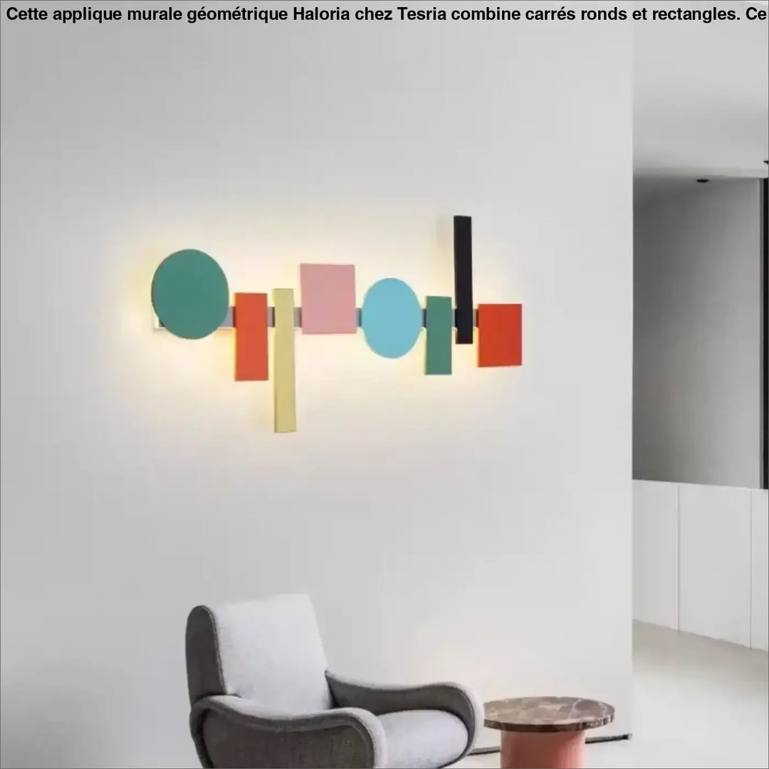 Applique murale géomatrique avec des carrés, ronds et rectangles


