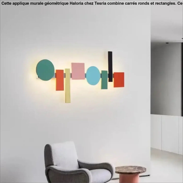 Applique murale géomatrique avec des carrés, ronds et rectangles

