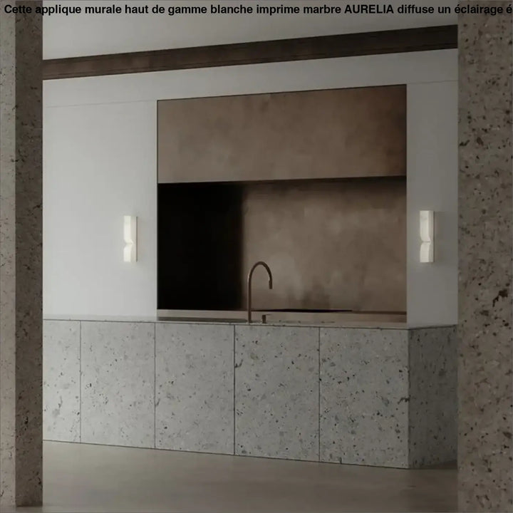 Applique murale haut de gamme blanche à l'imprimé en marbre

