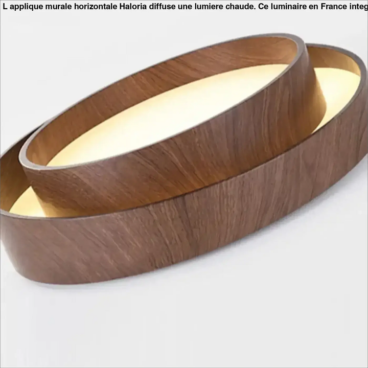 Plafonnier Rond En Bois Design Avec Anneau Décalé

