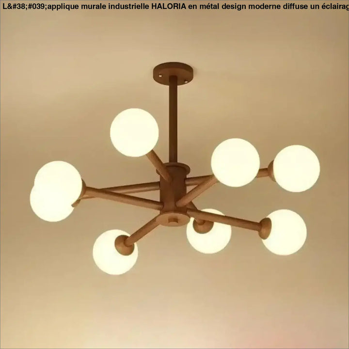 Applique murale industrielle en métal design moderne finition bronze avec huit globes en verre dépoli style étoile haloria