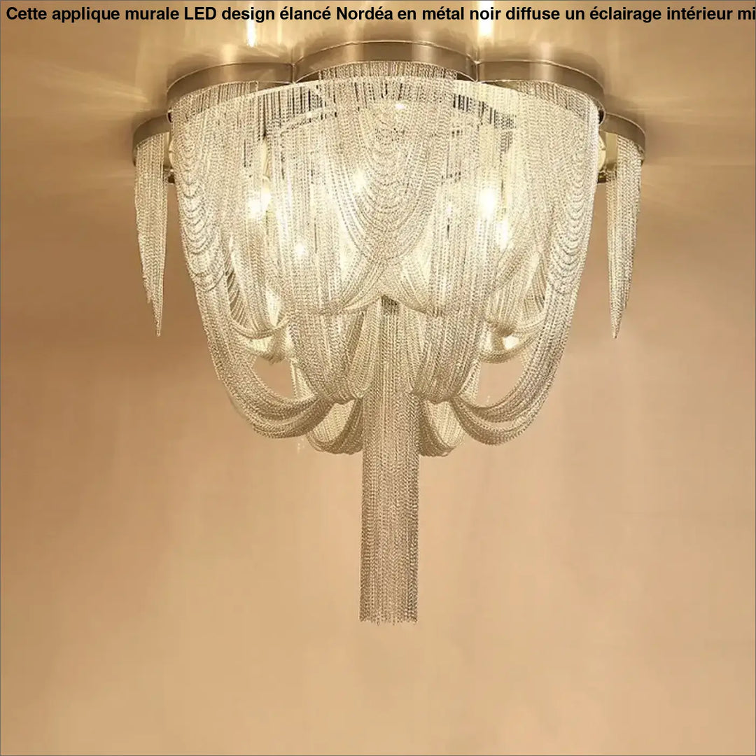 Luminaire Plafonnier Luxueuse Chaînes Métalliques Argent Design
