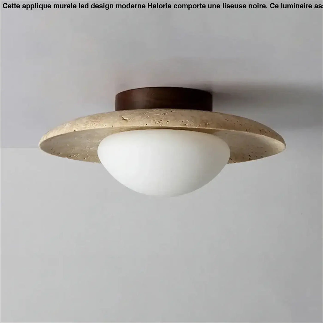 Plafonnier moderne extérieur design béton led jaune épuré