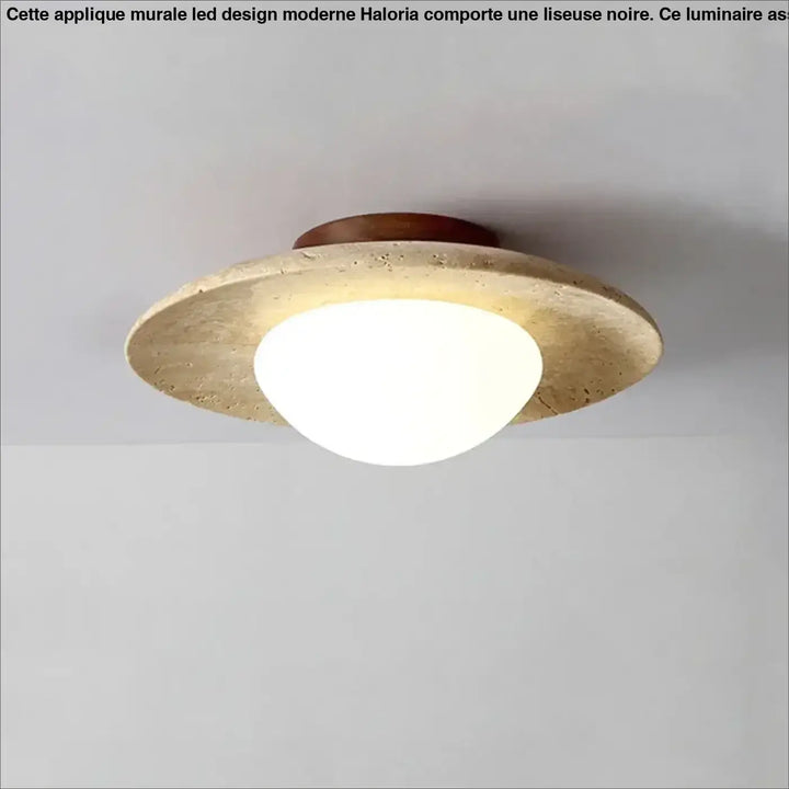 Plafonnier moderne extérieur design béton led jaune épuré