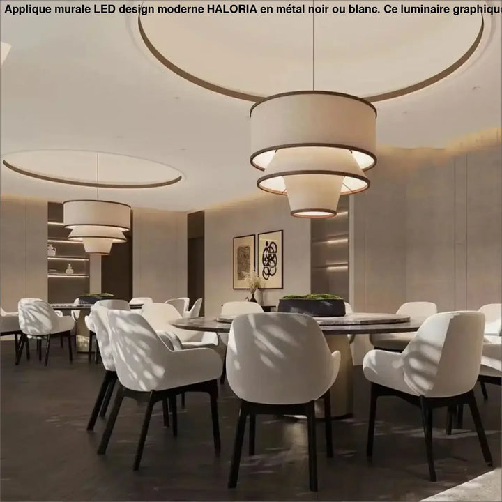 Suspension Moderne Tissu Beige Superposé Style Naturel