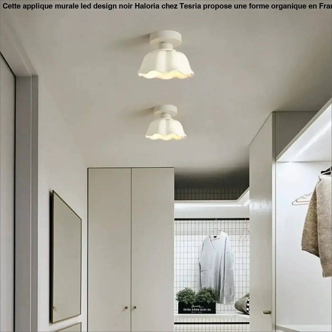 Plafonnier style vintage blanc avec base luminaire