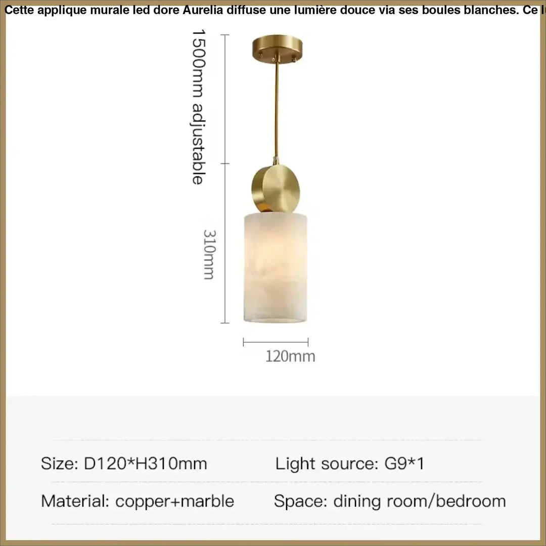 Suspension double en laiton et verre marbré design moderne