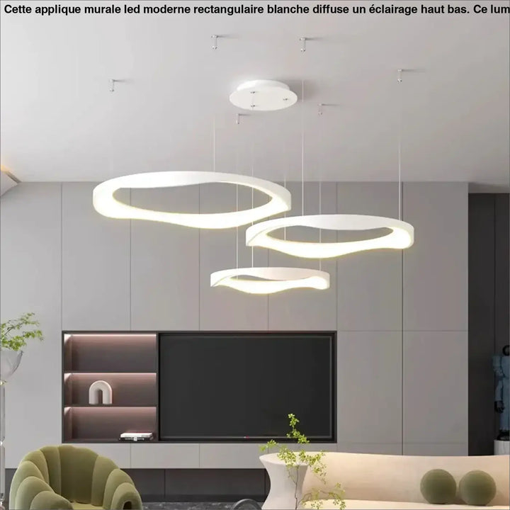 Suspension luminaire anneaux led style contemporain élégant