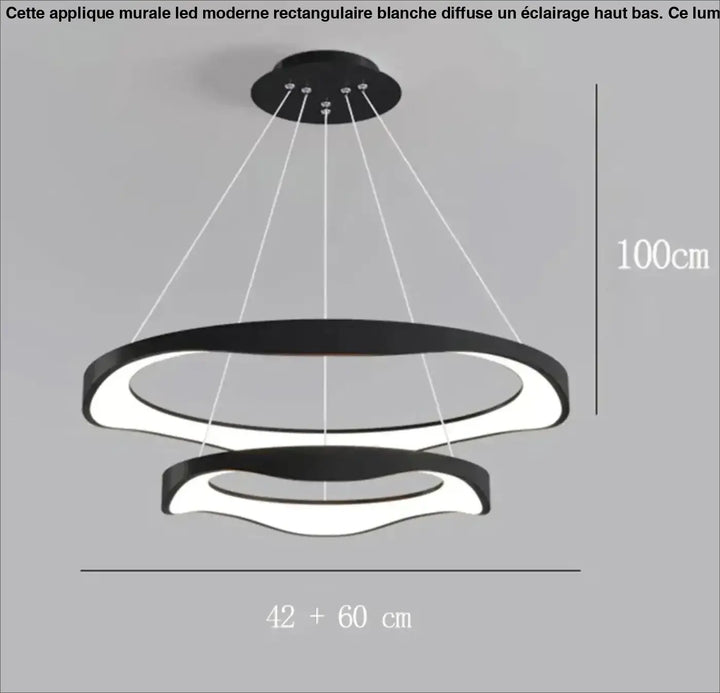 Suspension luminaire anneaux led style contemporain élégant