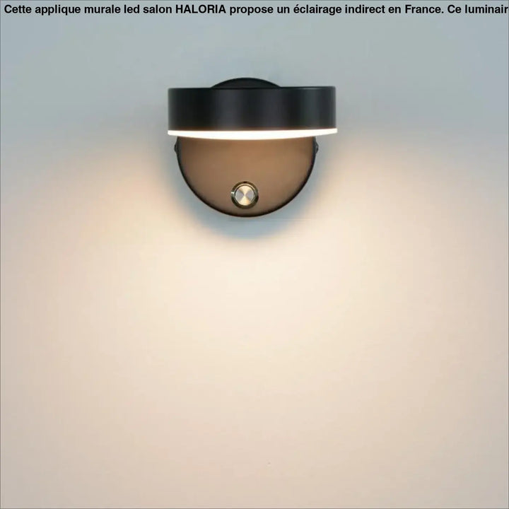 Applique murale led noire moderne avec design circulaire élégant et lumière ambiante chaude pour murale led salon haloria