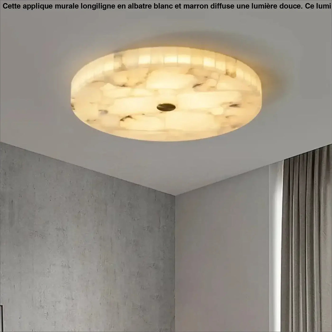 Plafonnier Rond En Albâtre Design Marbre Blanc Moderne Style Pur