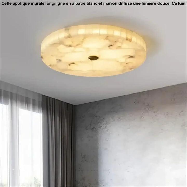 Plafonnier Rond En Albâtre Design Marbre Blanc Moderne Style Pur