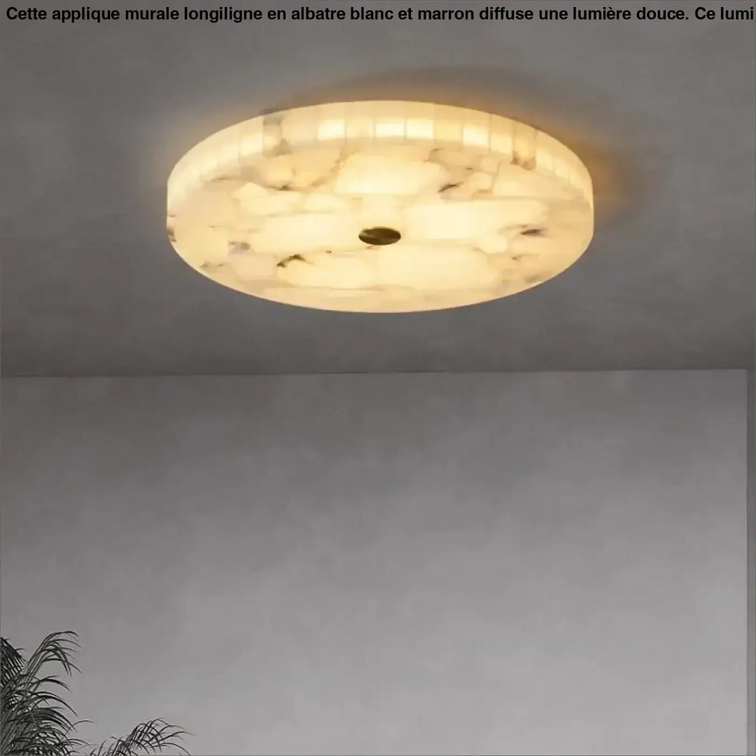 Plafonnier Rond En Albâtre Design Marbre Blanc Moderne Style Pur