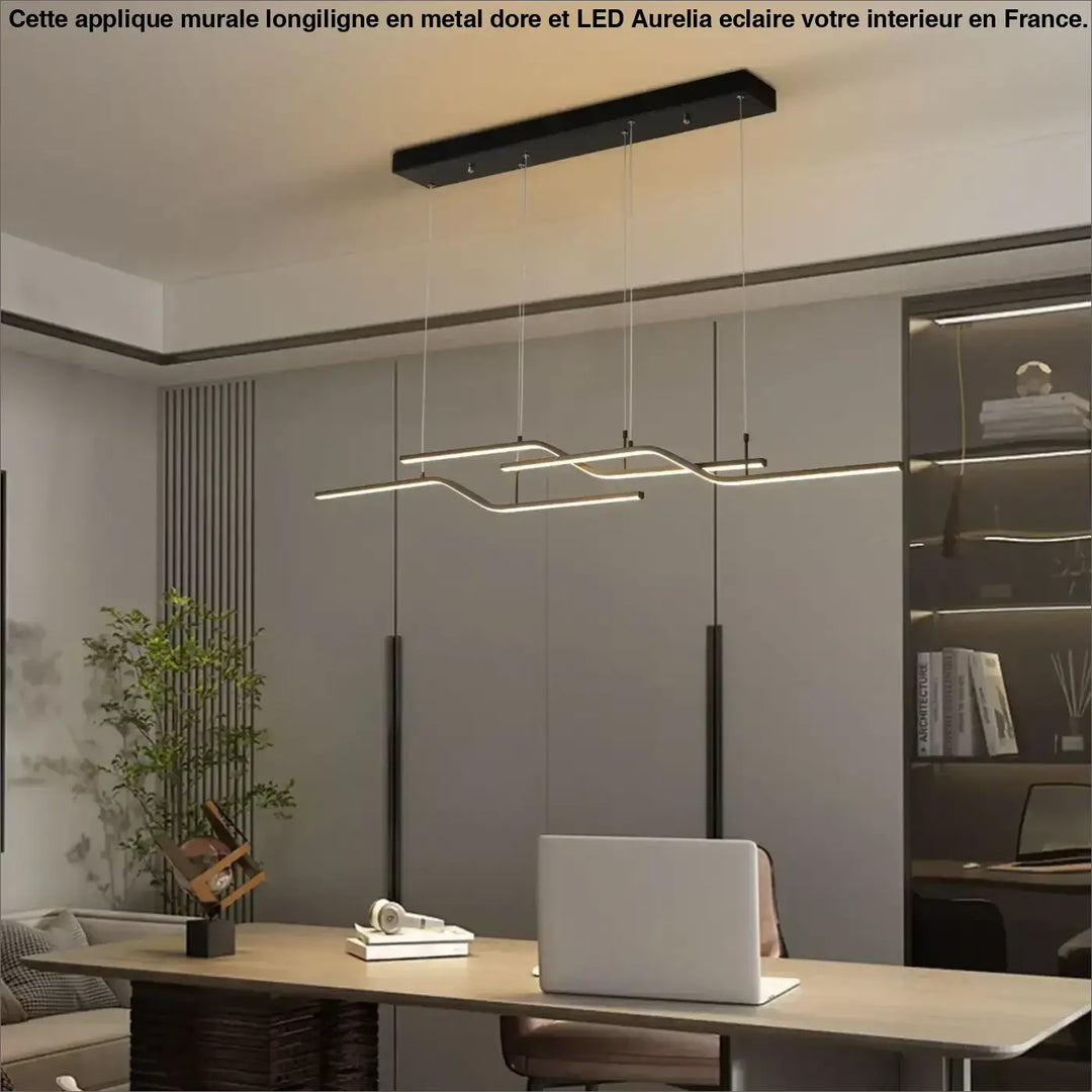 Suspension luminaire led linéaire moderne design minimaliste noir