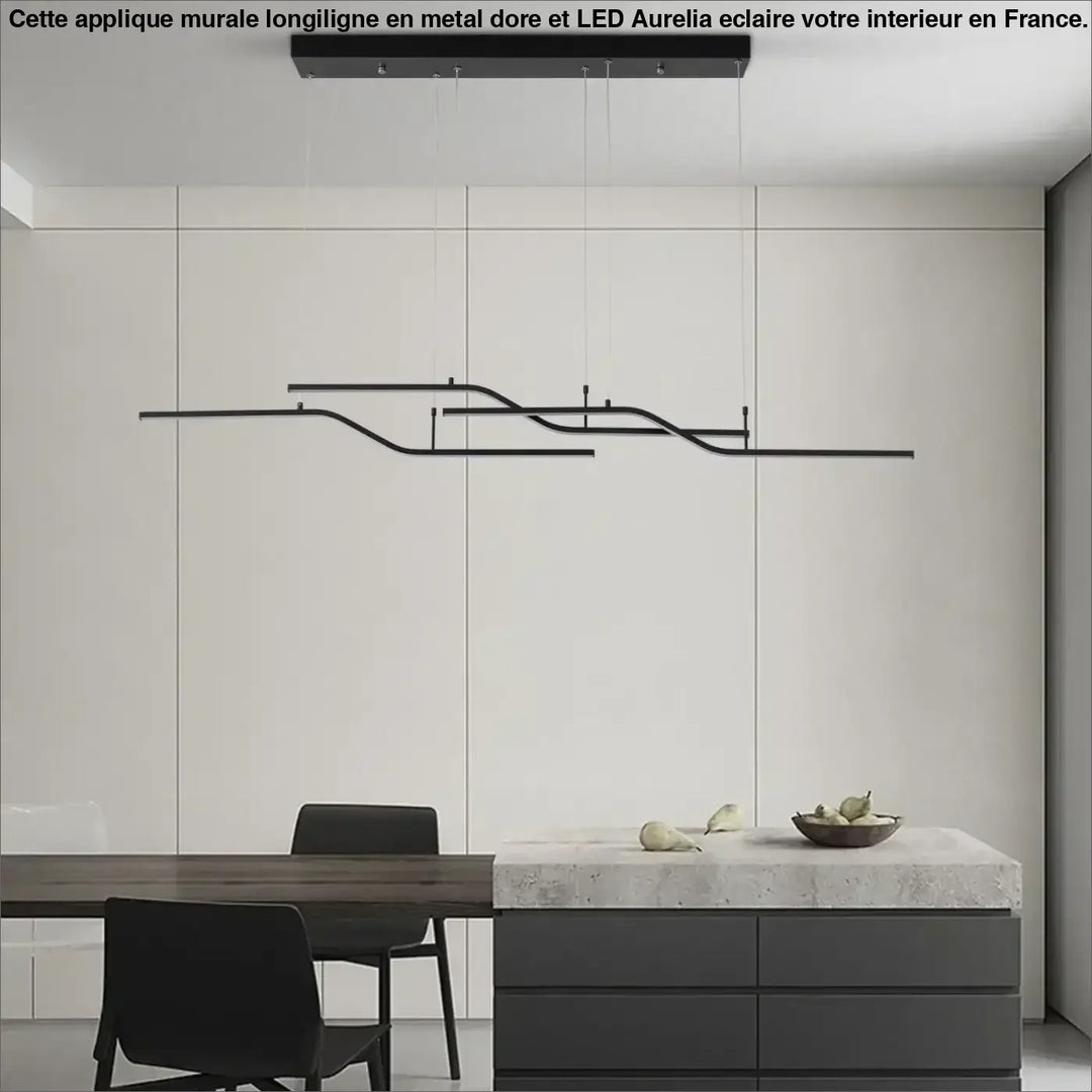 Suspension luminaire led linéaire moderne design minimaliste noir