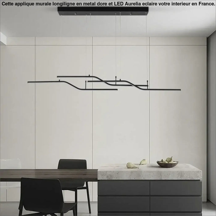 Suspension luminaire led linéaire moderne design minimaliste noir