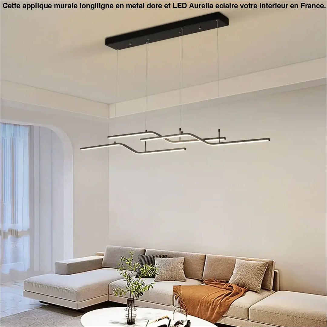 Suspension luminaire led linéaire moderne design minimaliste noir