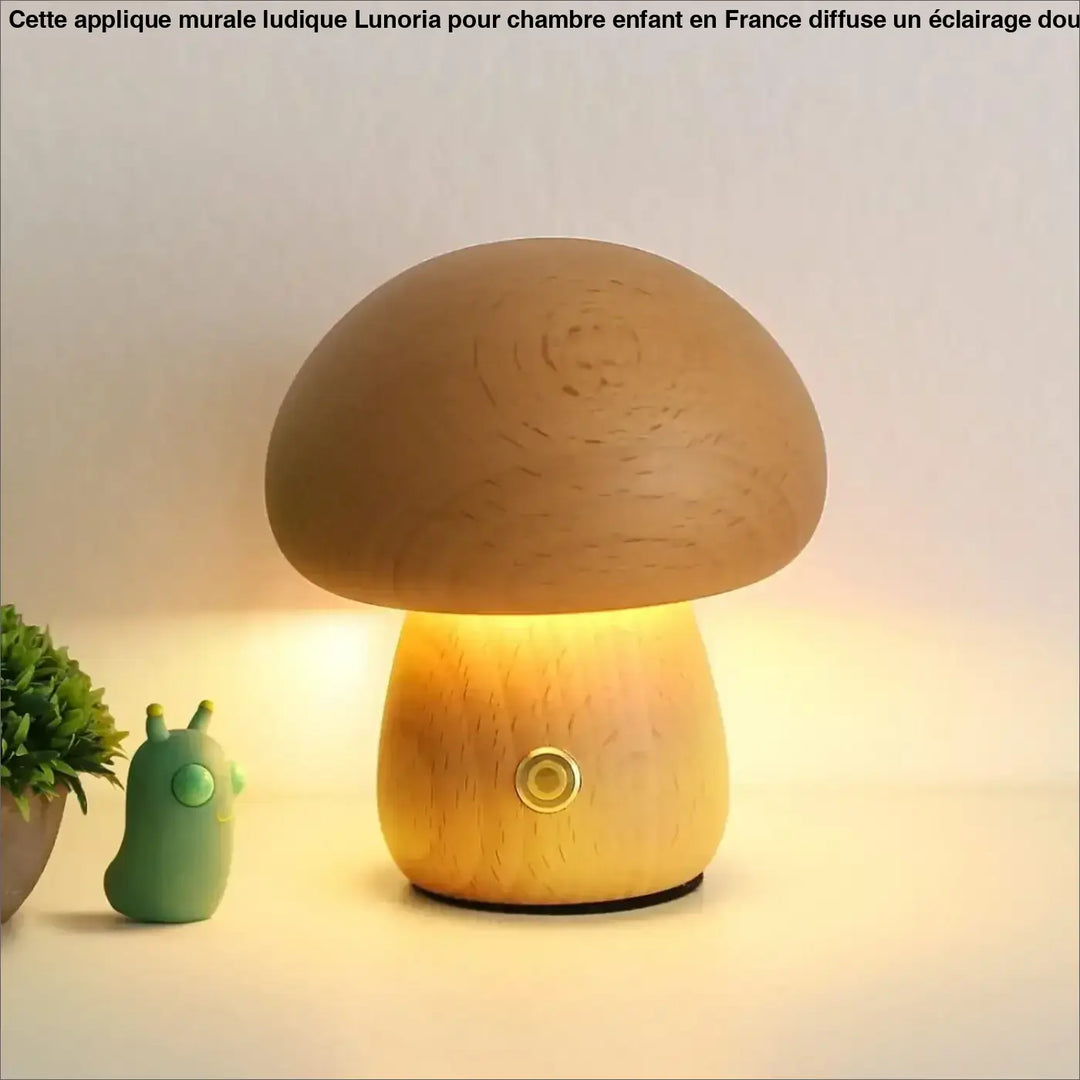 Veilleuse oakis lampe champignon en bois chaleureux avec finition grain naturel et bouton doré sont elles incluses