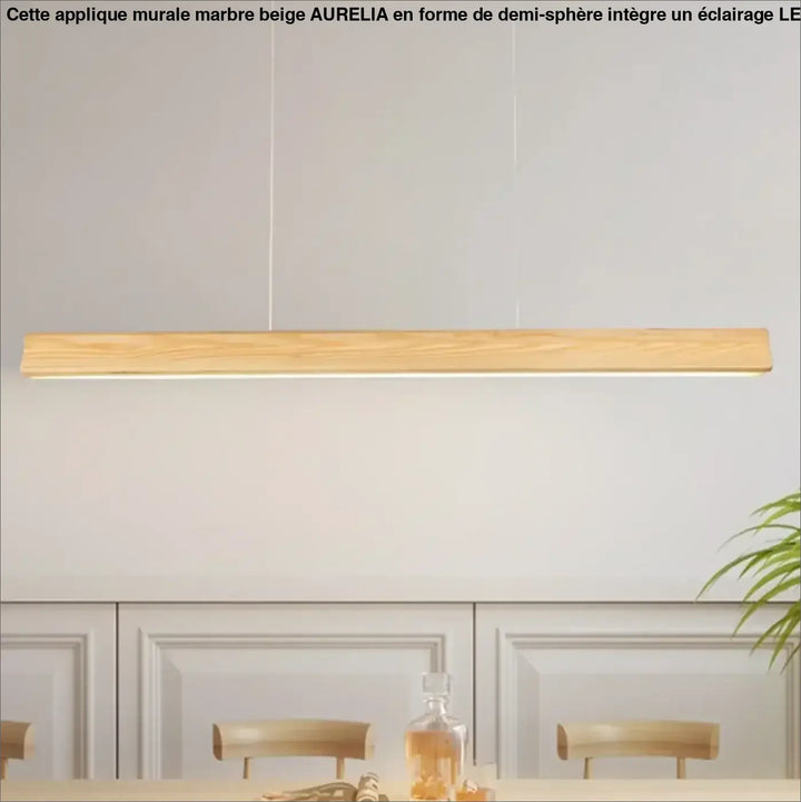 Suspension bois led moderne style linéaire bois foncé