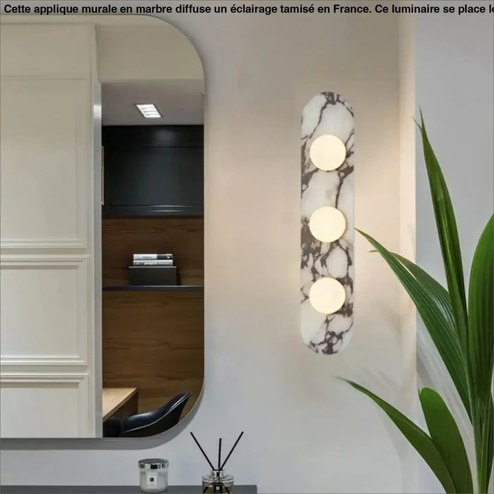 Applique murale scandinave effet marbre avec 3 boules blanches

