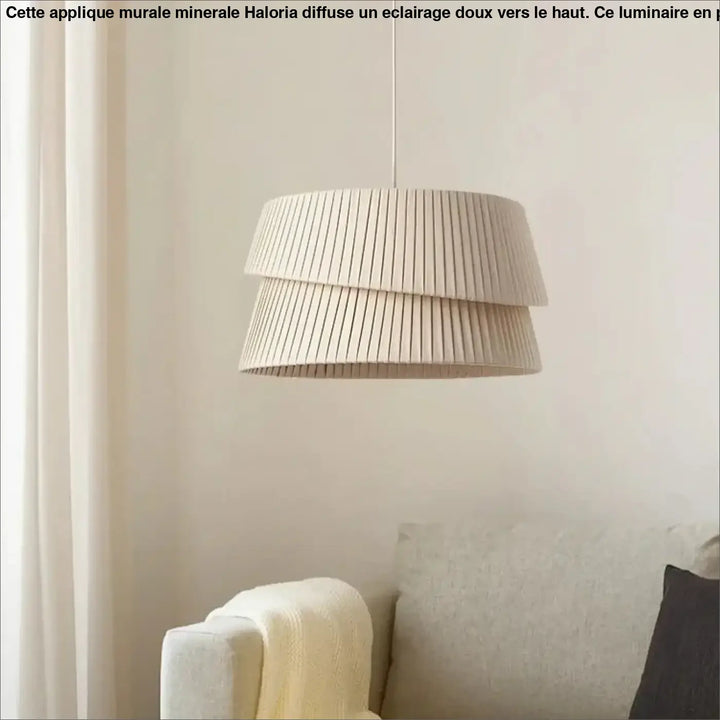 Suspension Beige Plissée Double Abat-Jour Tissu Moderne

