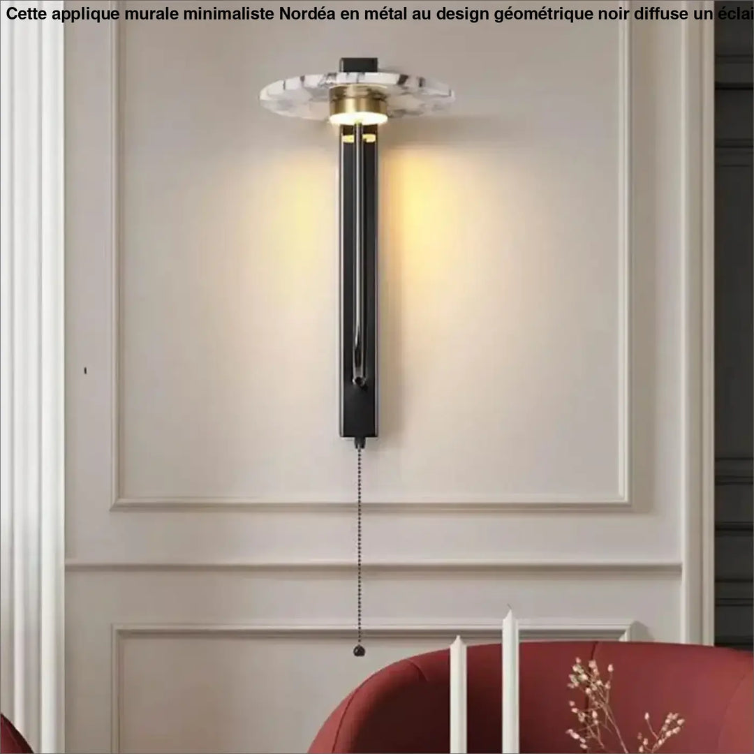 Applique Murale Longue Élégante Noire Dorée Et Marbre

