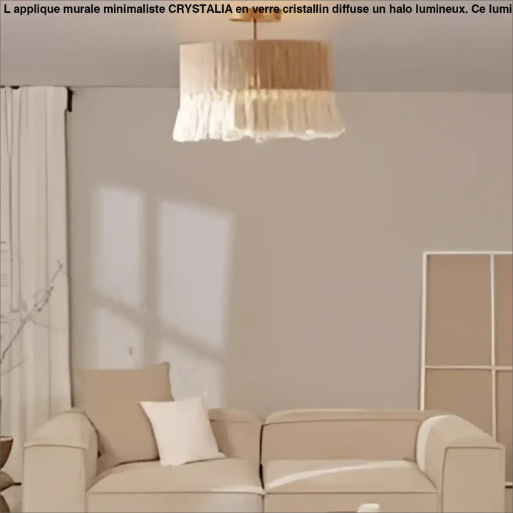 Luminaire plafonnier lunara beige en tissu naturel avec franges et fixation en bois pour un charme bohème élégant