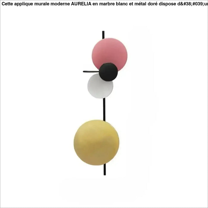 Applique murale design aux formes géométriques avec quatre orbes colorés sur tige métallique noire sleek
