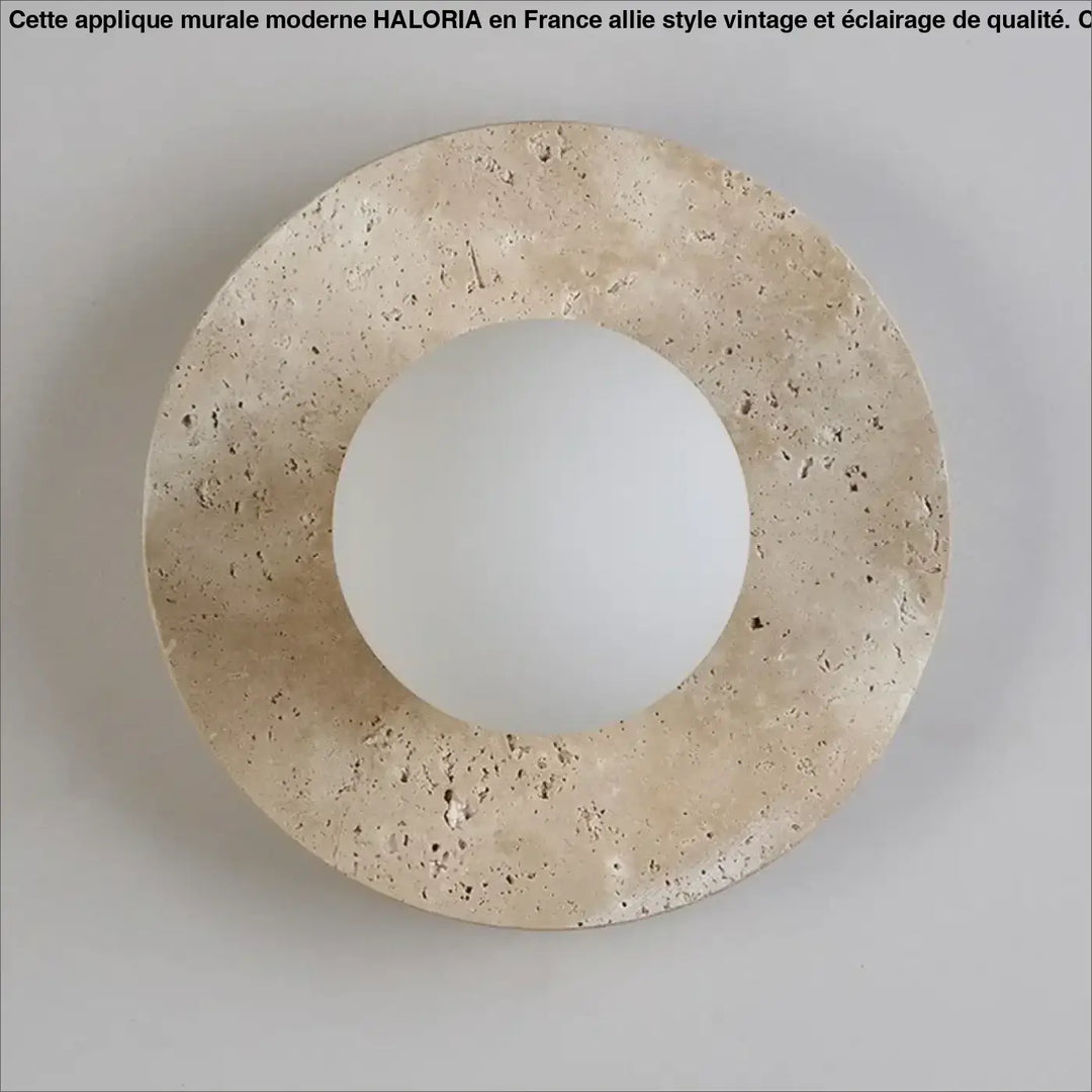 Applique Murale Ronde En Pierre Avec Boule Blanche En LED