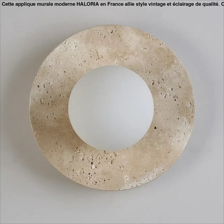 Applique Murale Ronde En Pierre Avec Boule Blanche En LED