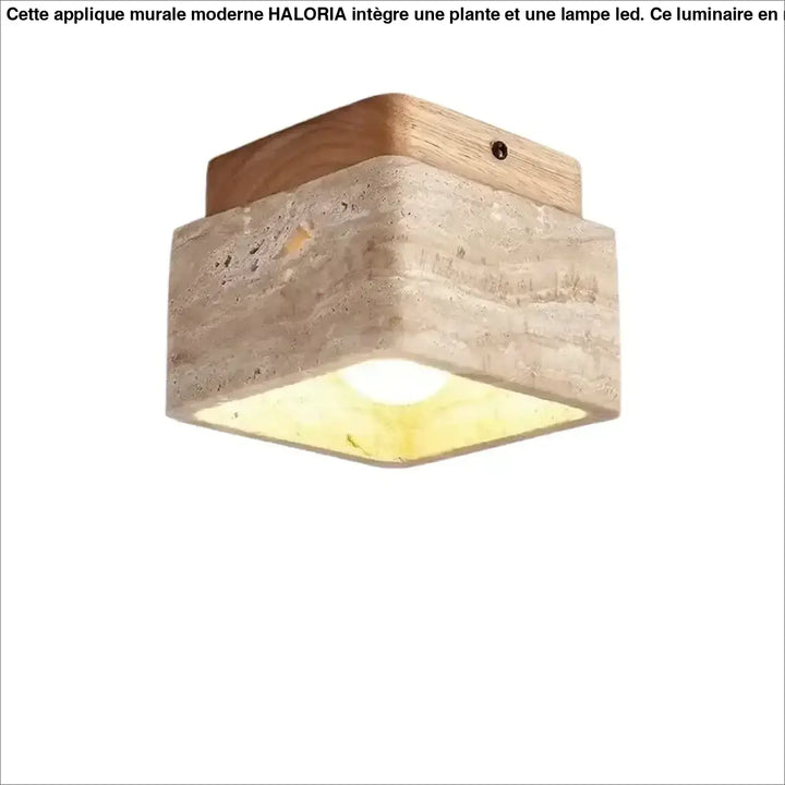 Plafonnier design luminaire plafonnier rtinah avec bois naturel et pierre beige texturée pour décoration intérieure chaleureuse
