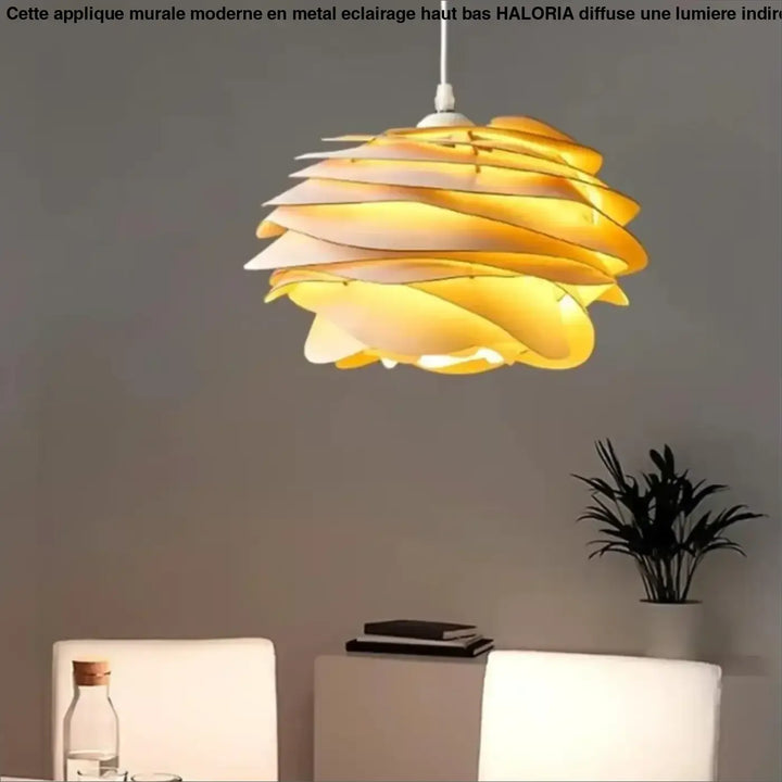 Suspension moderne en bois forme fleur style naturel